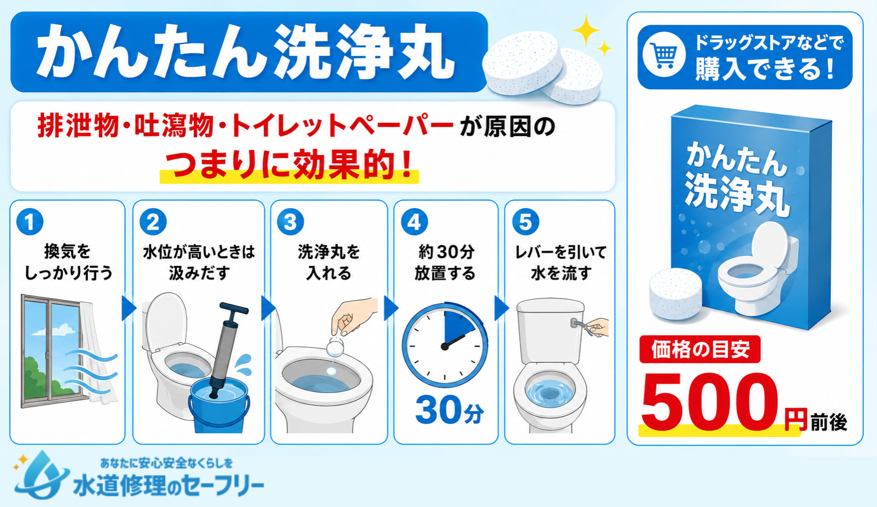 トイレつまりに有効な「かんたん洗浄丸」を紹介