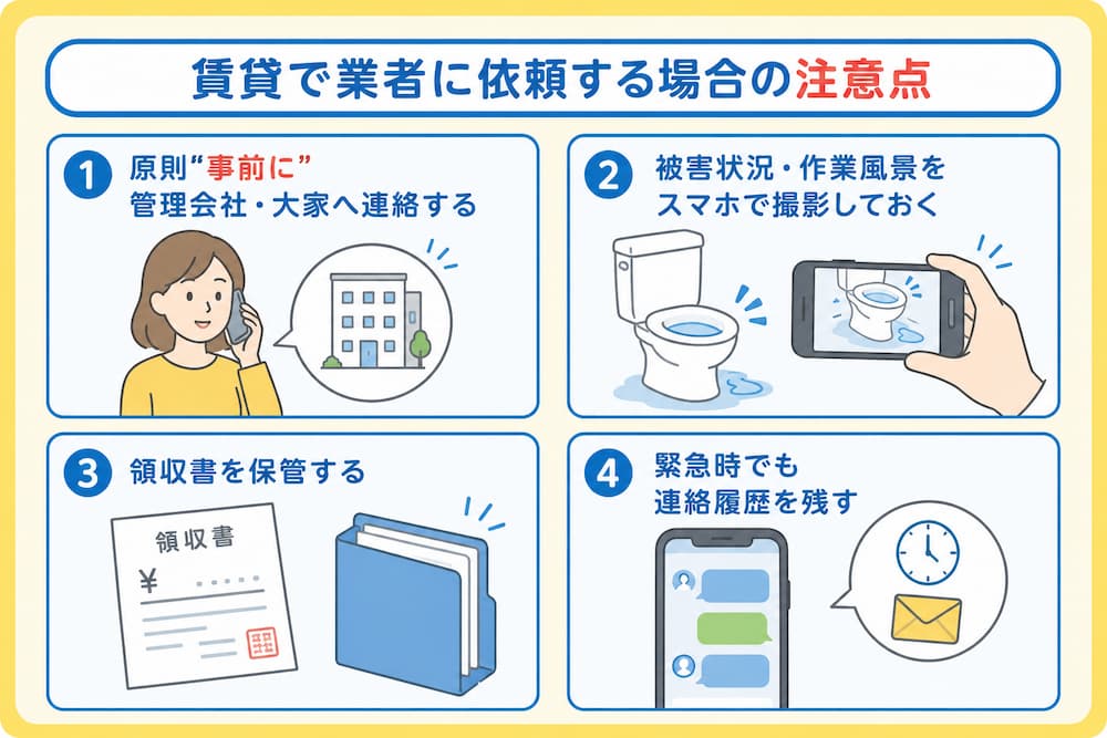 アパートなど賃貸で業者に依頼する場合の注意点