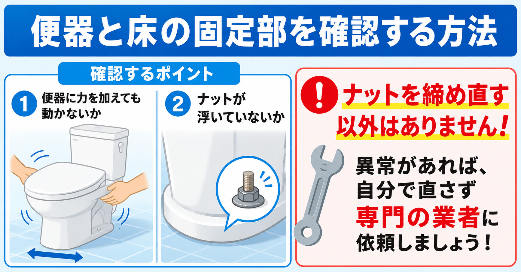 便器と床の固定部を確認する方法とは？