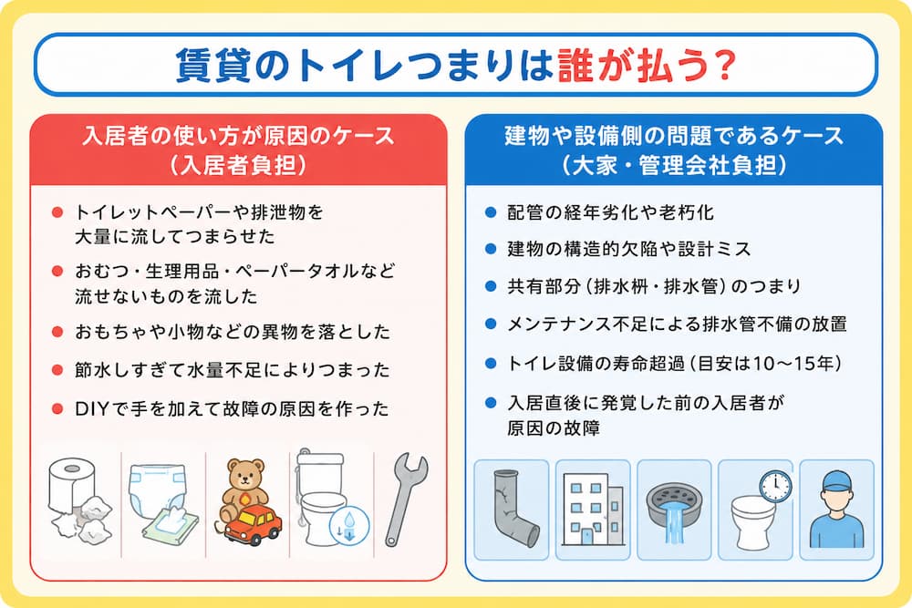 賃貸のトイレつまりは誰が払う?費用負担のルール