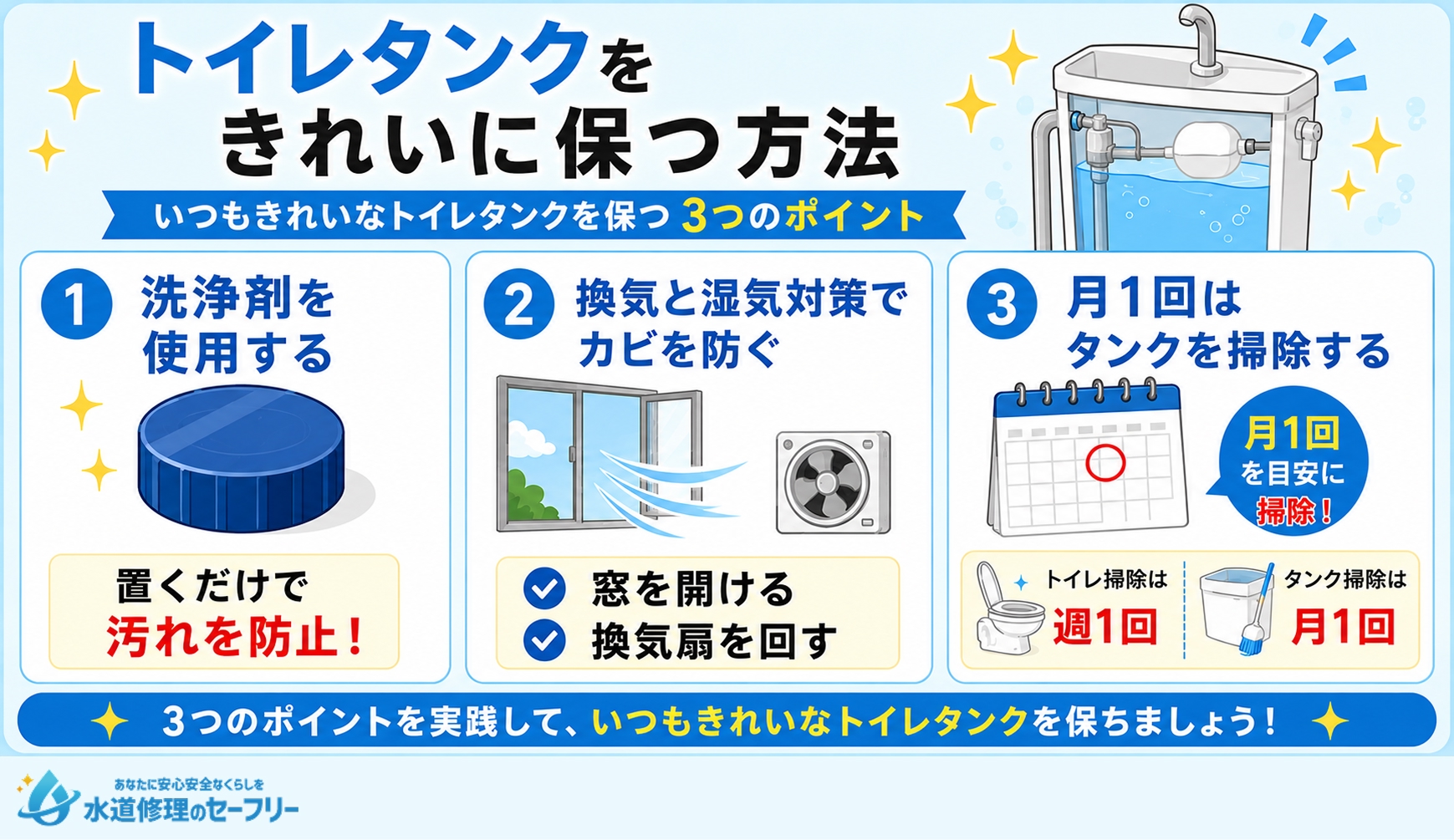 トイレタンクをきれいに保つ方法を解説。3つのポイントを実践してトイレタンクを清潔に保つ