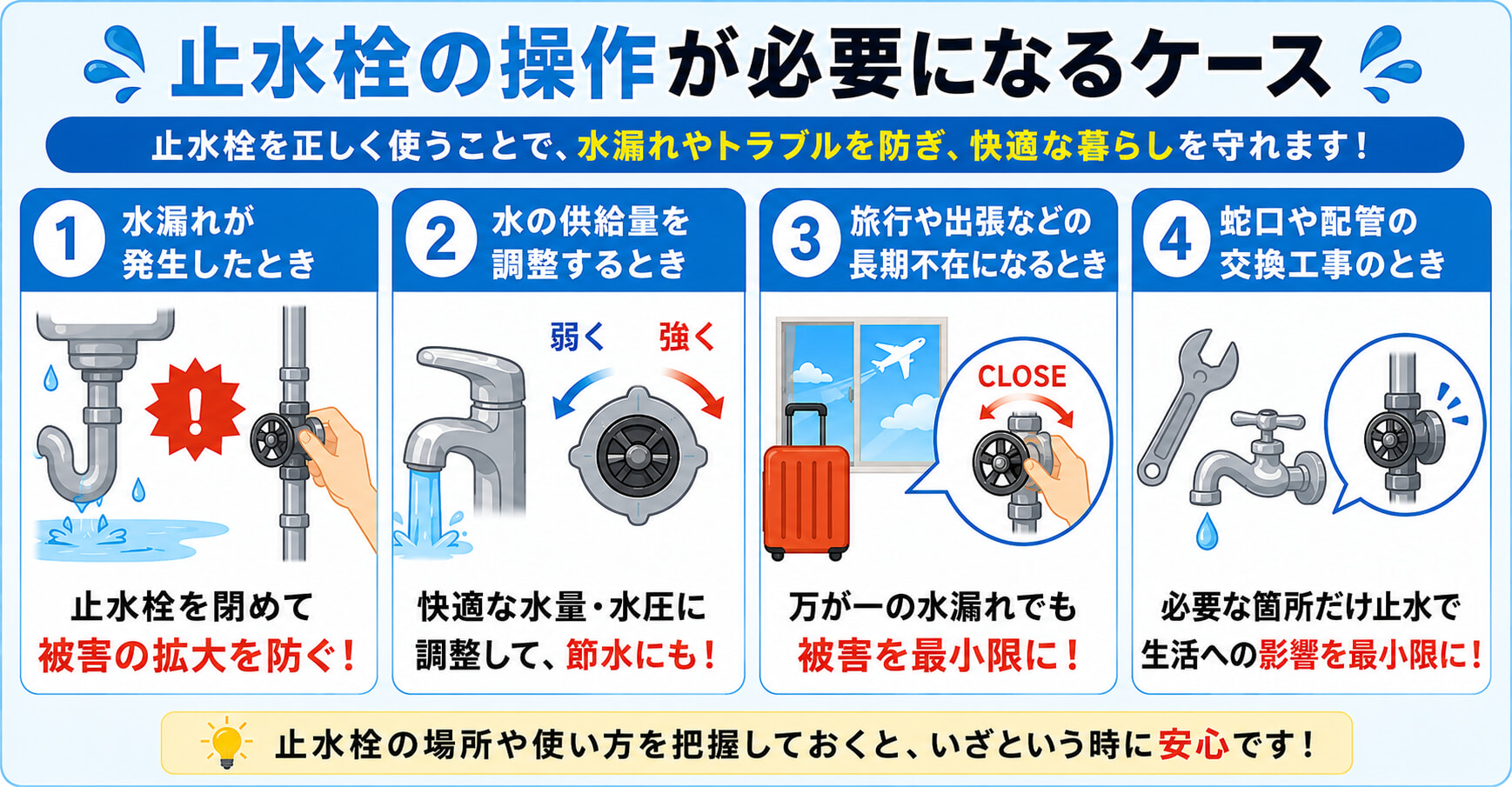 止水栓の操作が必要になる4つのケースを解説