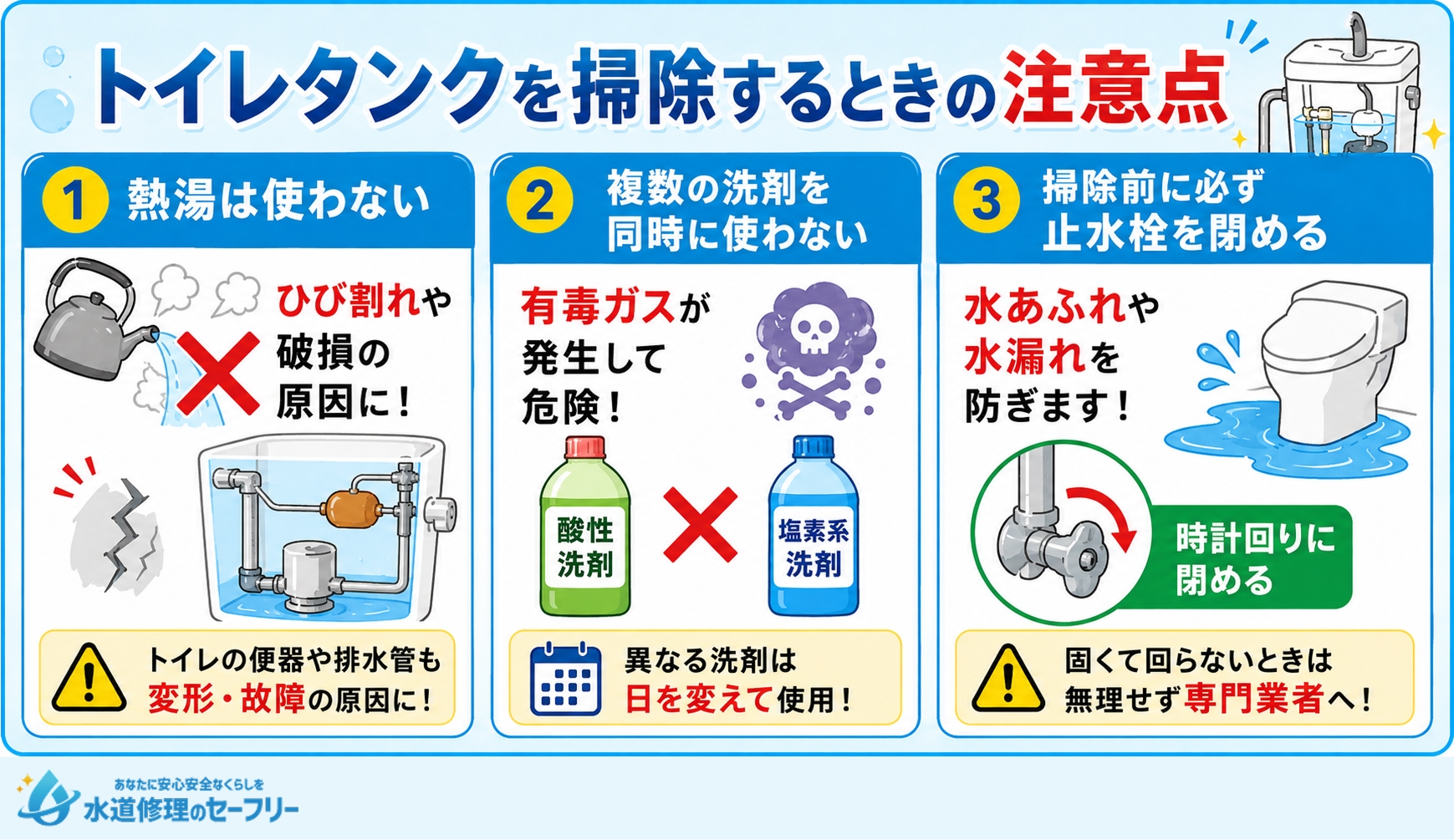 トイレタンクを掃除するときの注意点を解説