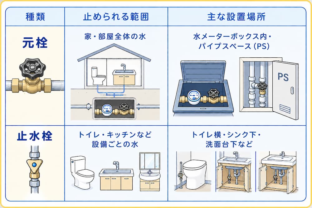 元栓と止水栓の違い