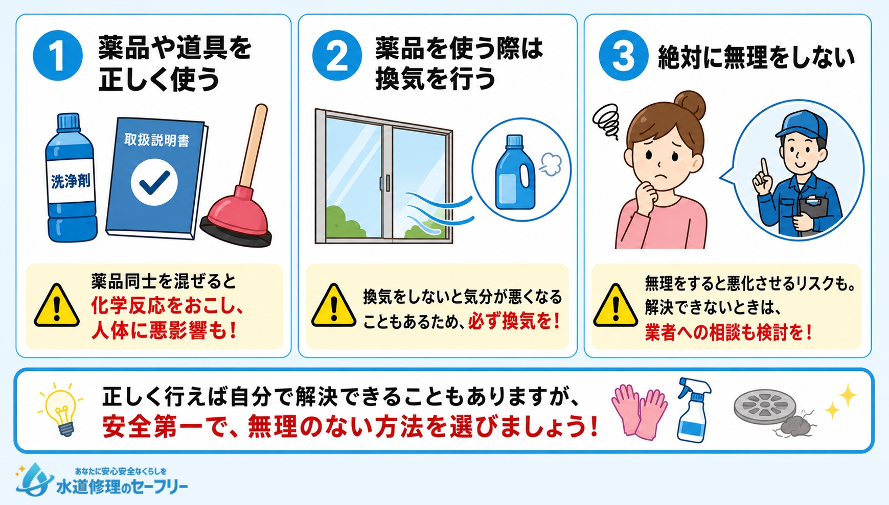 お風呂の排水溝つまりを直す際の注意点を解説