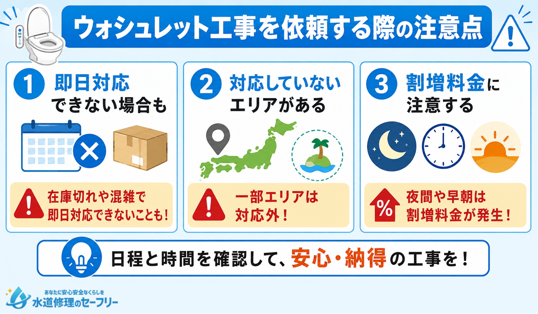 ウォシュレット工事を依頼する際の注意点を解説