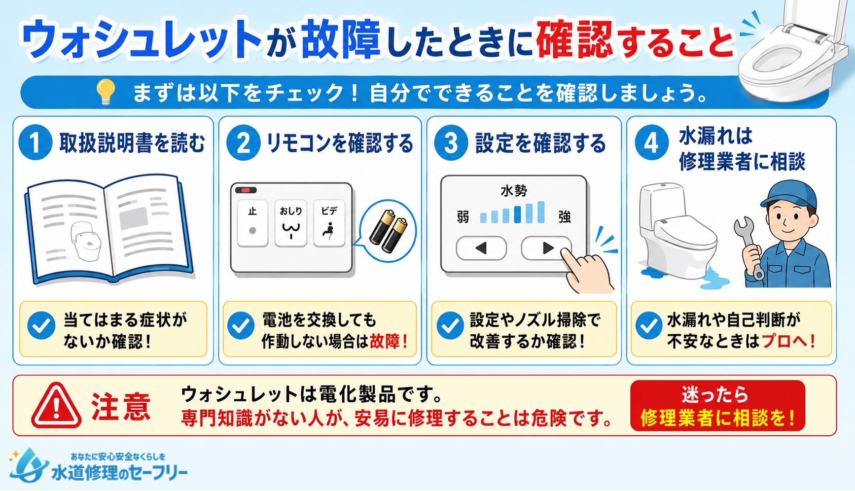 ウォシュレットが故障したときに確認することが何か解説