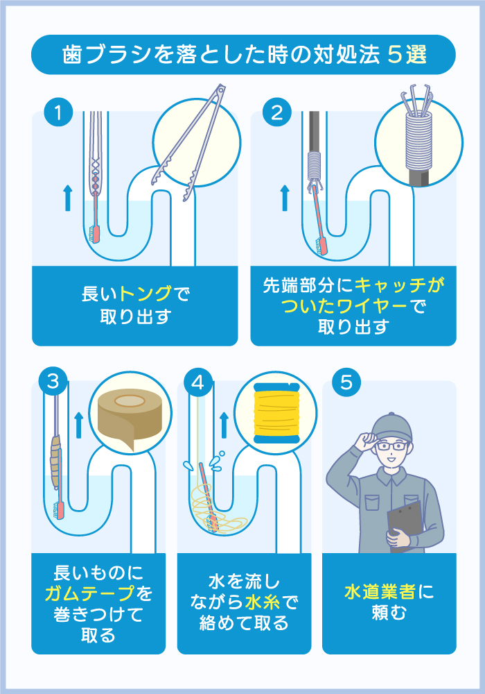 キッチン排水溝に歯ブラシを落とした時の対処法