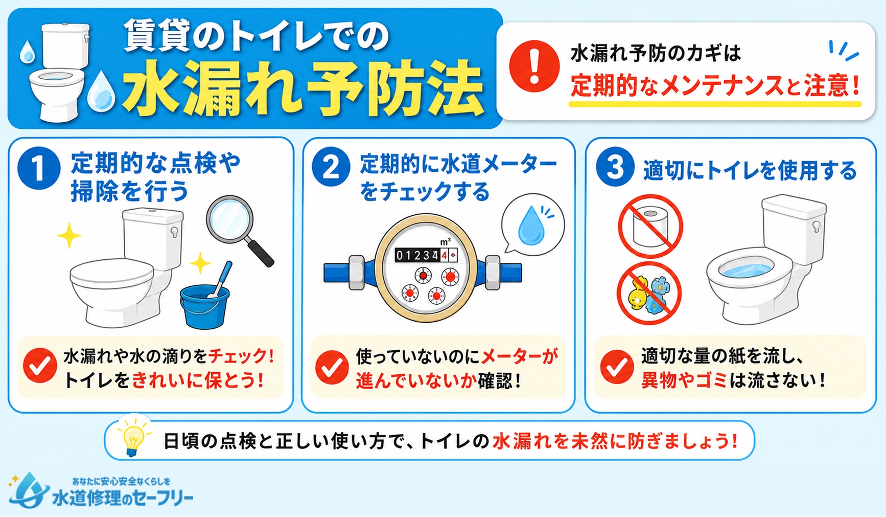 賃貸のトイレでの水漏れ予防法を解説