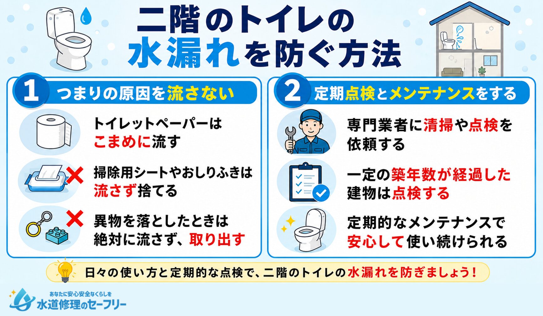 二階のトイレの水漏れを防ぐ方法を解説