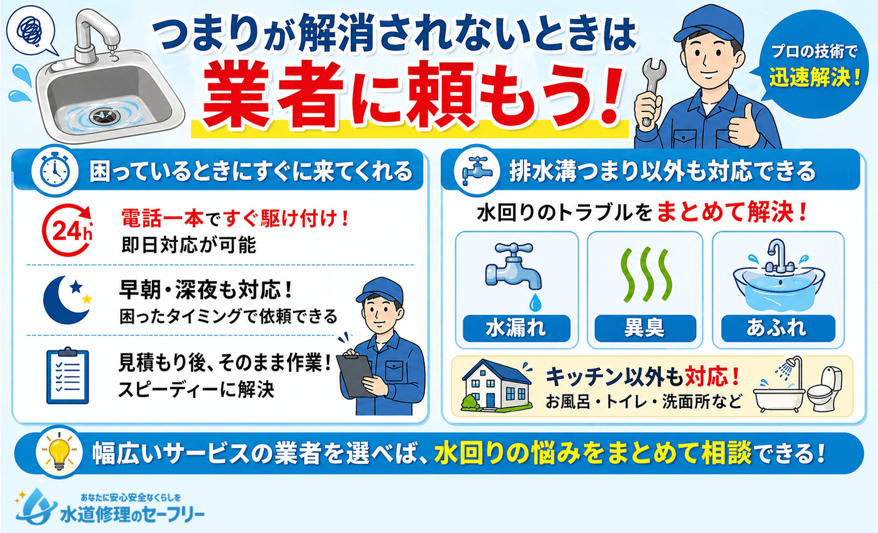 つまりが解消されないときは業者に頼むがのおすすめ!理由を解説