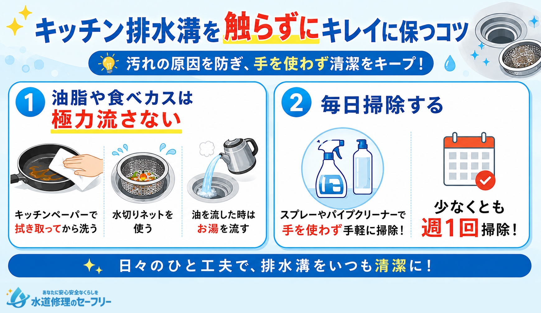 キッチン排水溝を触らずにキレイに保つコツを解説