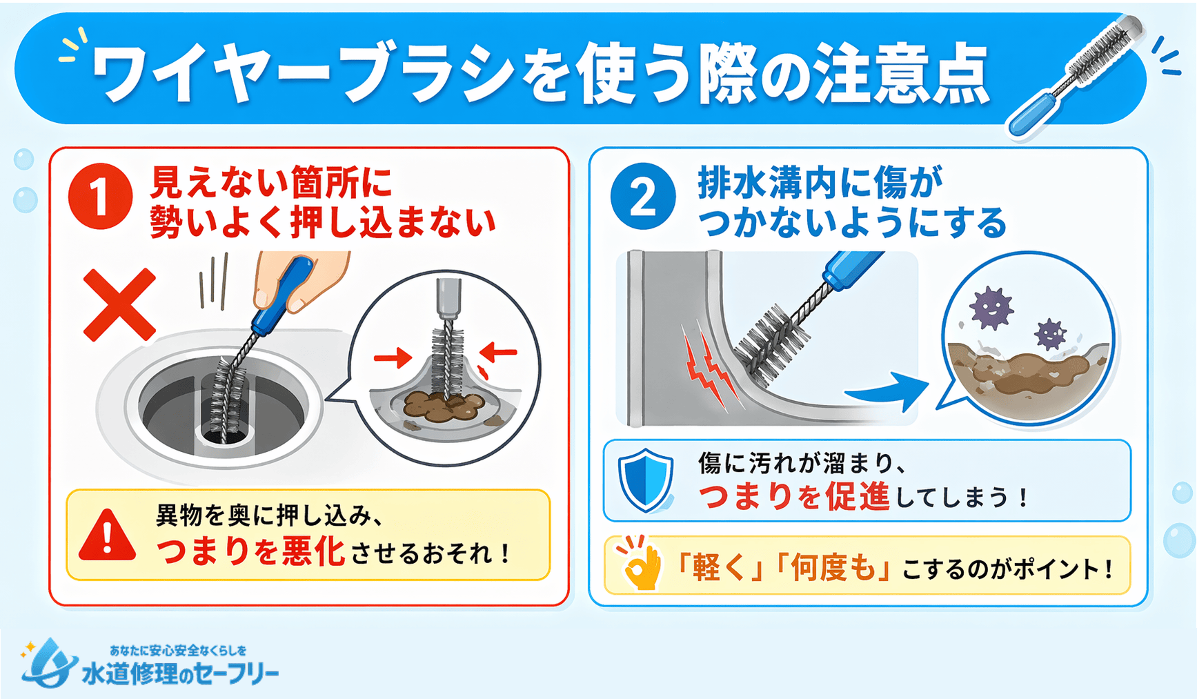 ワイヤーブラシを使う際の注意点を2つ紹介