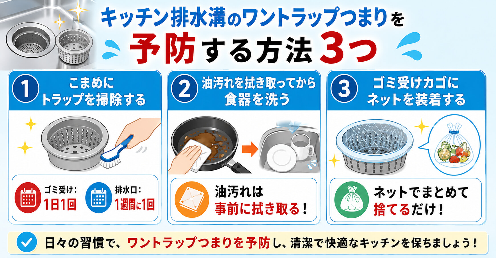 ワントラップつまりを予防する3つの方法を解説