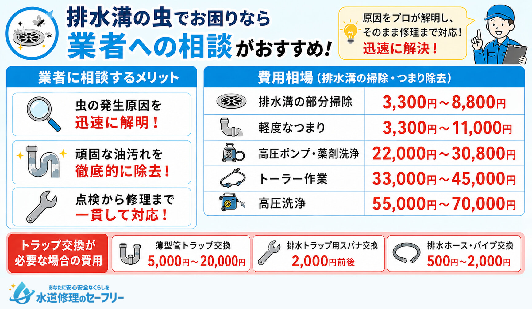 排水溝の虫でお困りなら業者への相談がおすすめ!めりっとや相場を解説