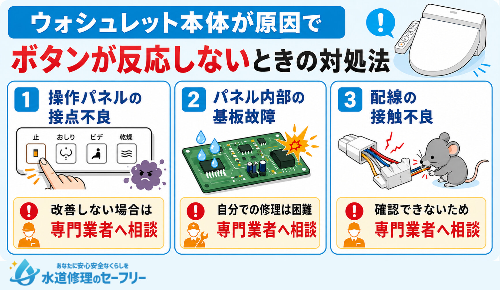 ウォシュレット本体が原因でボタンが反応しない時の対処法を細かく紹介