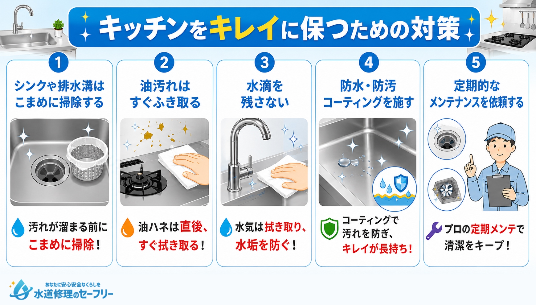 キッチンをキレイに保つための対策を解説