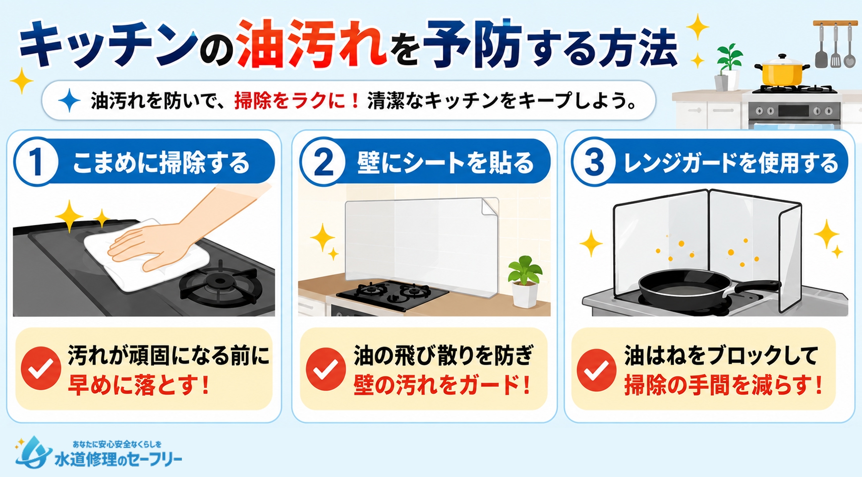 キッチンの油汚れを予防する方法を解説