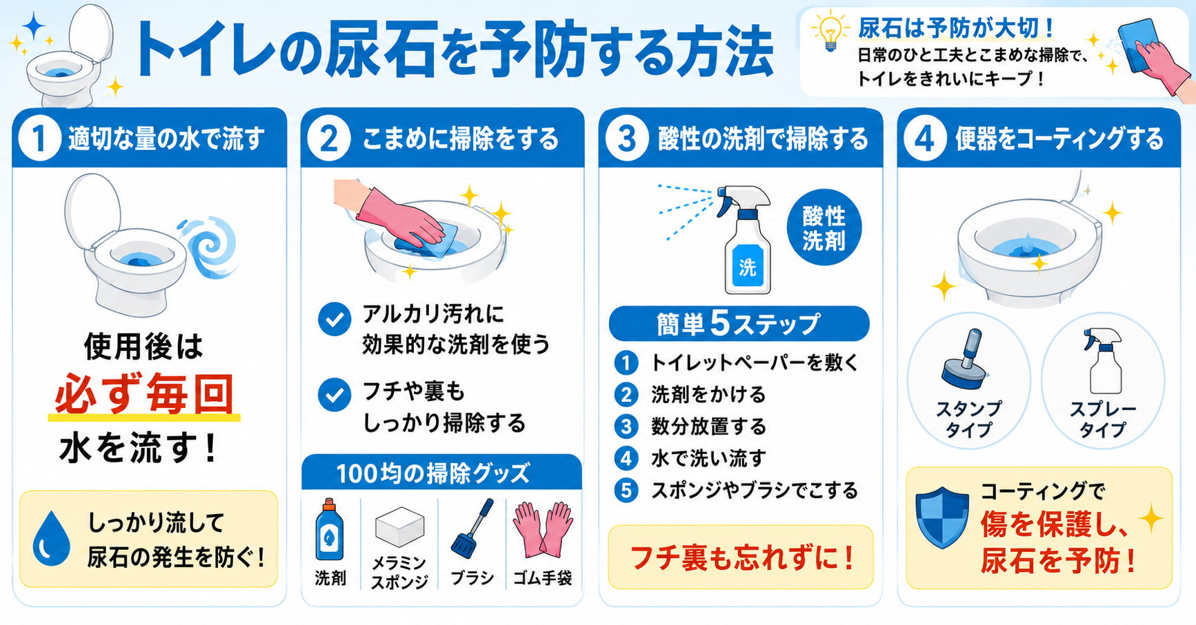 トイレの尿石を予防する4つの方法を解説