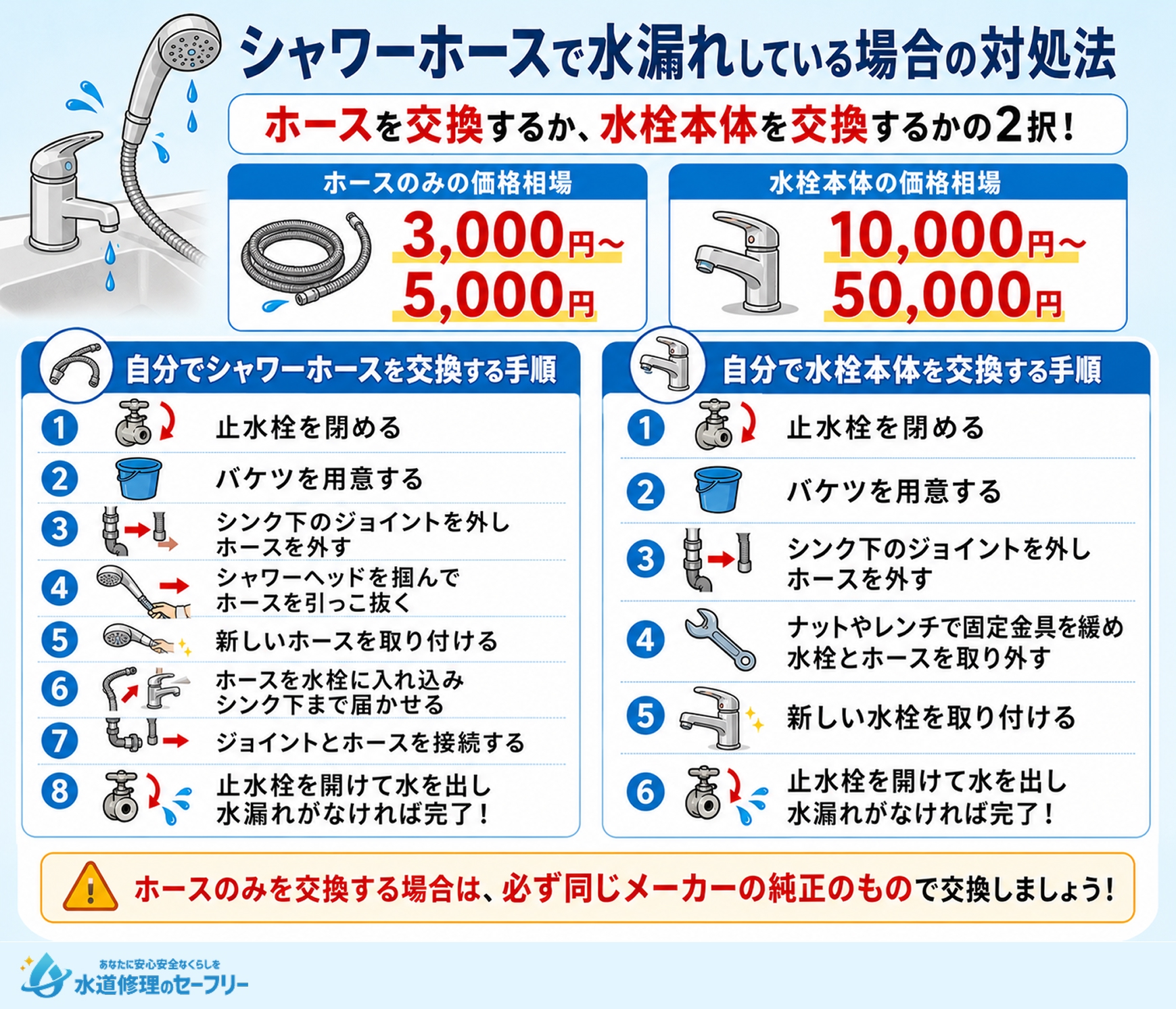 シャワーホースで水漏れしている場合の対処法を解説