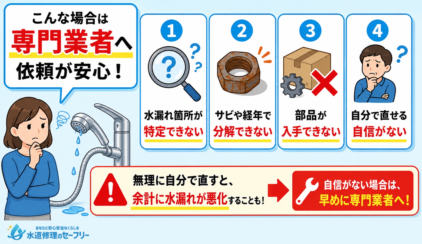 シャワーホースの水漏れを業者に修理依頼する判断基準を解説