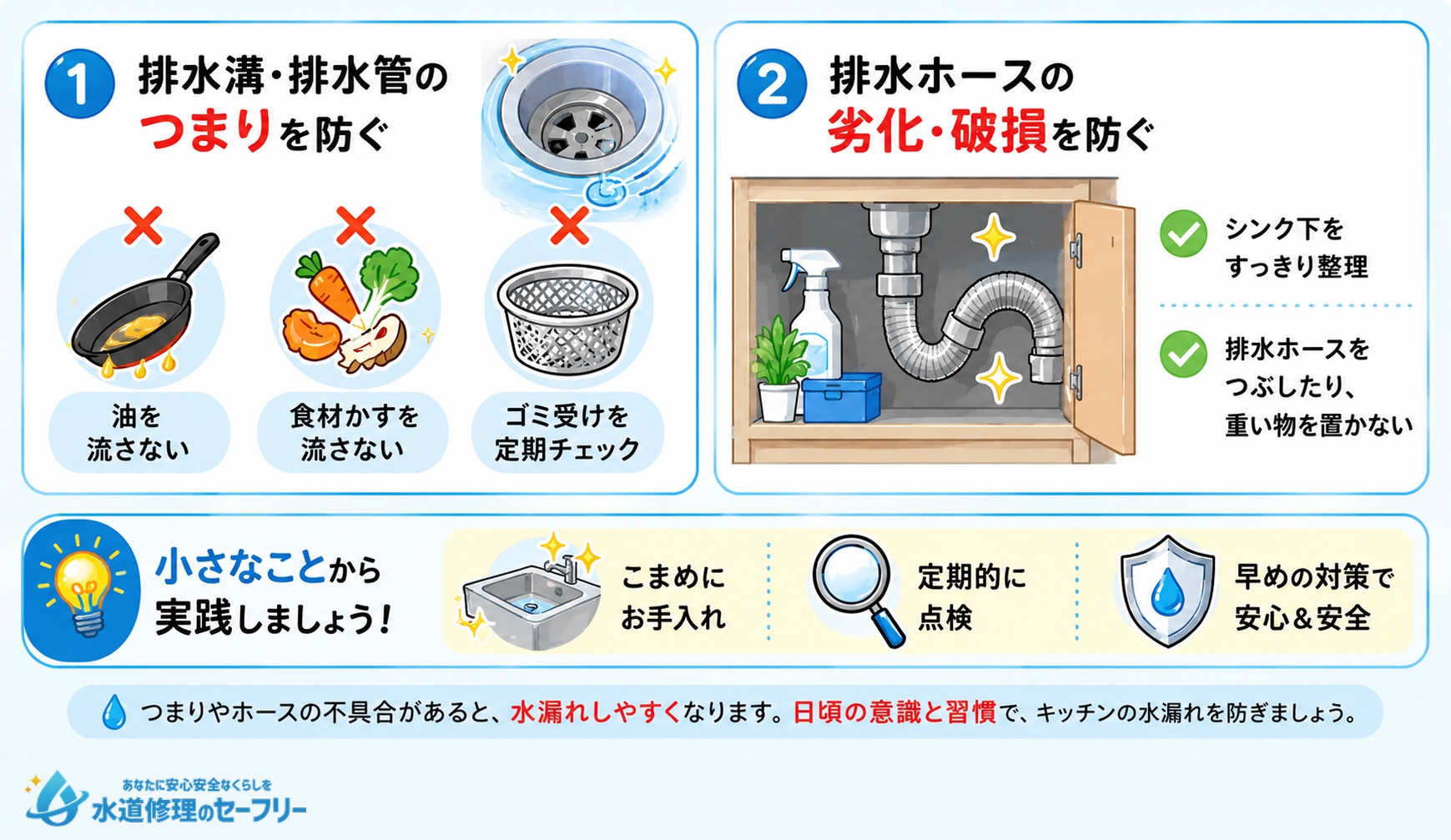 キッチンの水漏れ予防策を2つ紹介