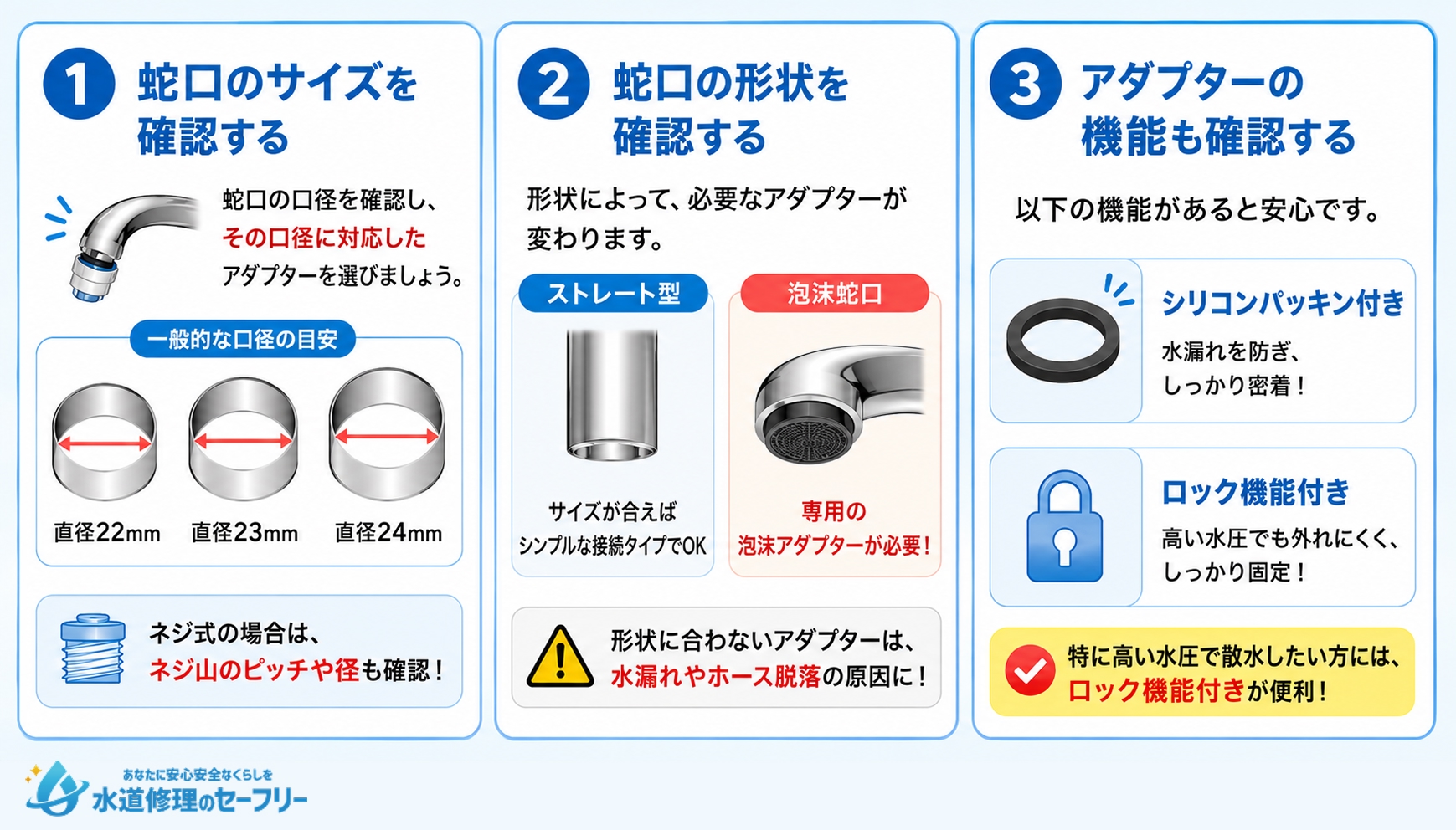 キッチン蛇口に取り付けるアダプターの選び方を3つ確認