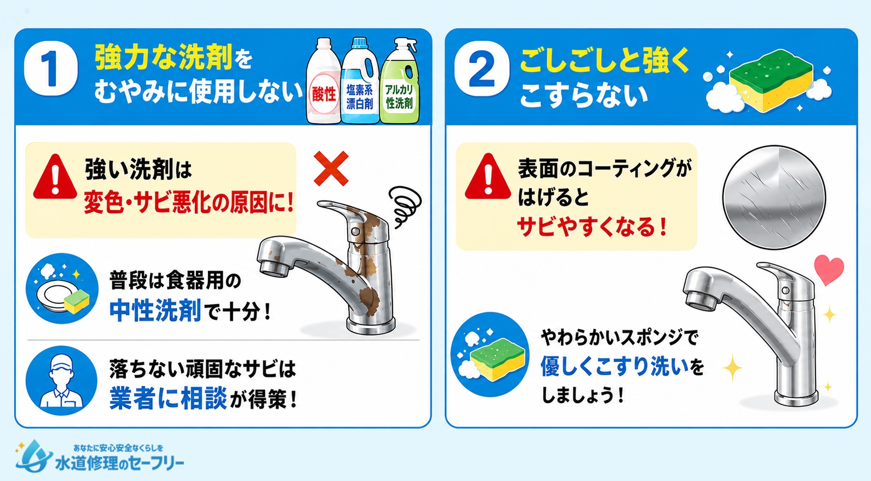 キッチン蛇口のサビを落とす時の注意点を解説