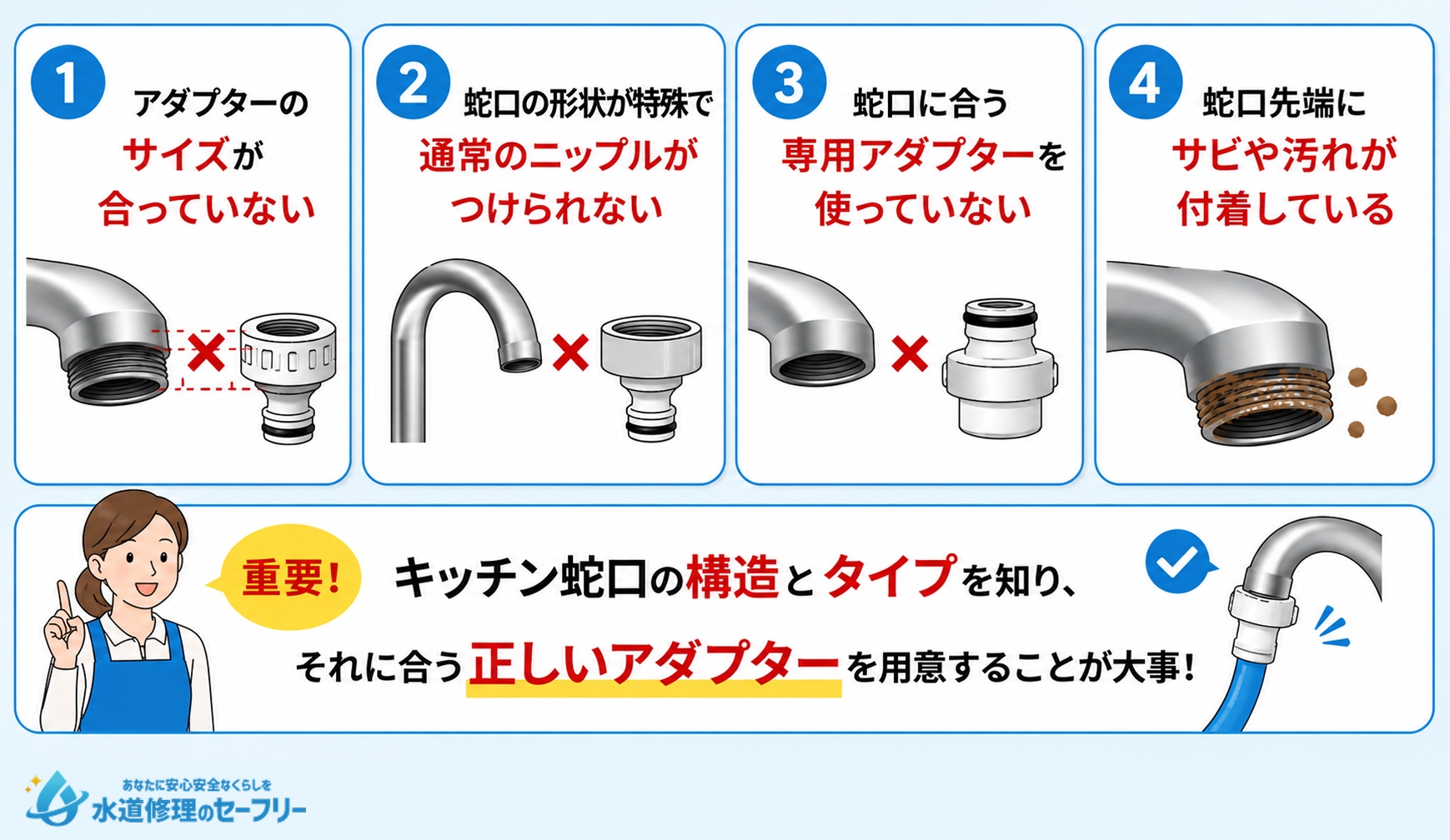 キッチン蛇口にホースがつけられない原因を解説