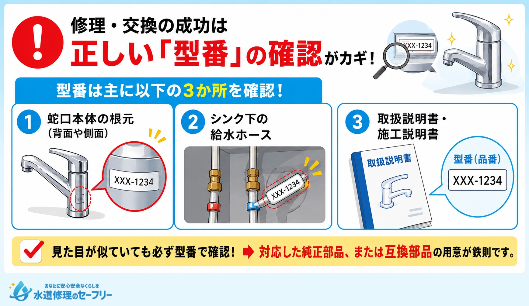 修理・交換前の準備|「型番」の見つけ方を解説
