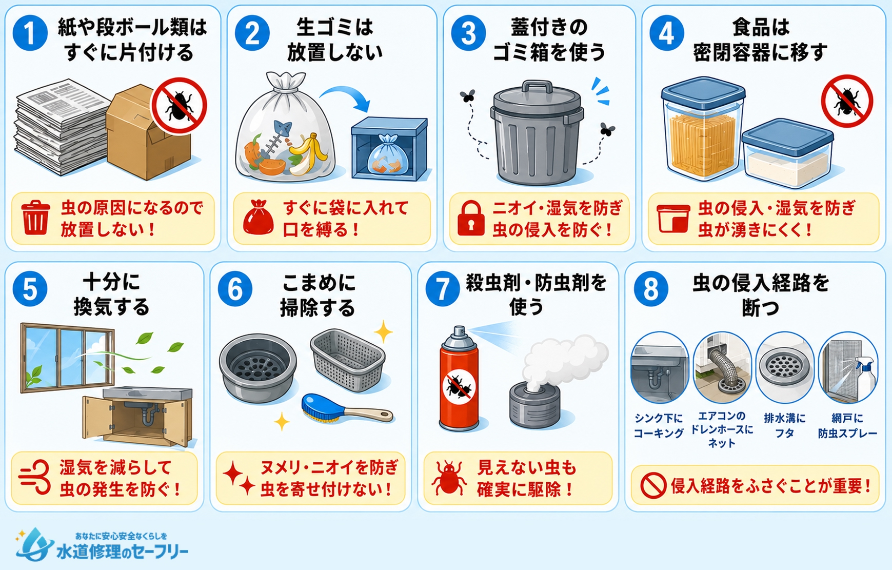 キッチンに虫を発生させないための予防策について解説