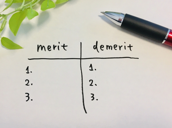 merit・demeritと書かれた紙