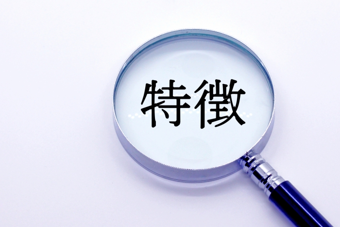 特徴の文字を虫眼鏡で拡大