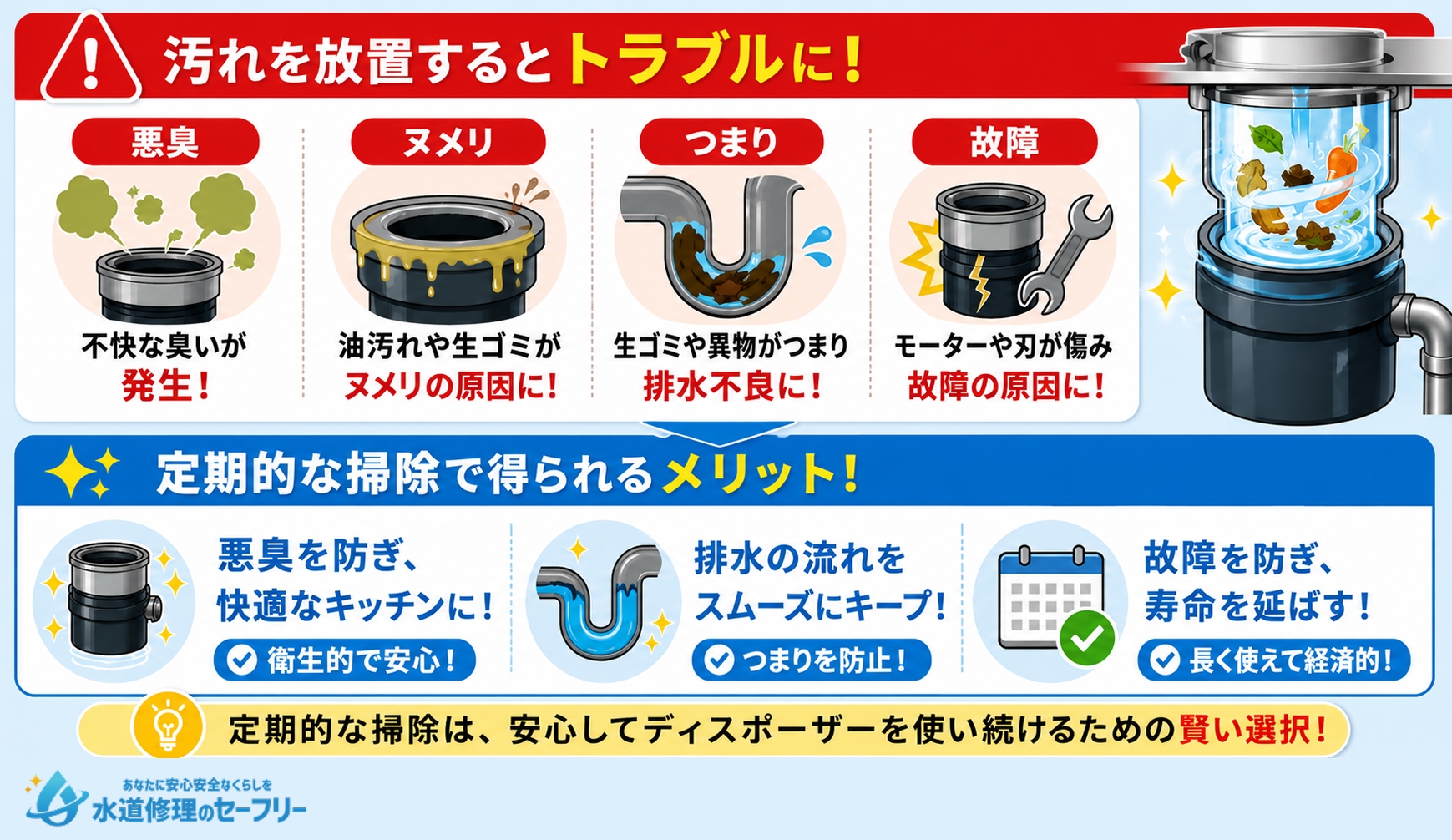 ディスポーザーは定期的な掃除が重要!理由を解説