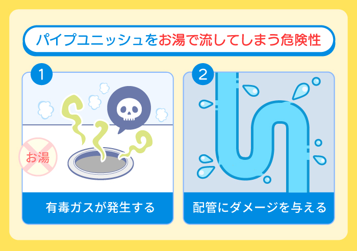 パイプユニッシュをお湯で流してしまう2つの危険性