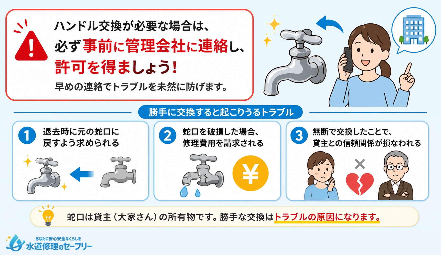 賃貸住宅の注意点!ハンドル交換前に確認すべきことを解説