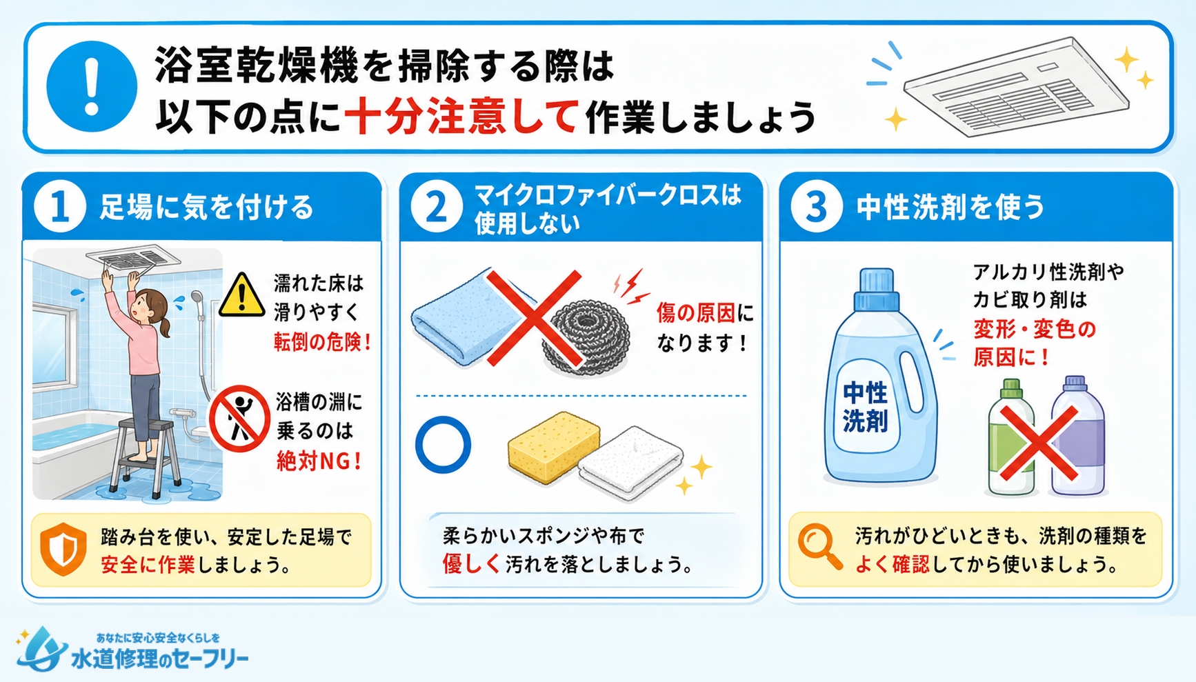 浴室乾燥機を掃除する際の注意点を解説