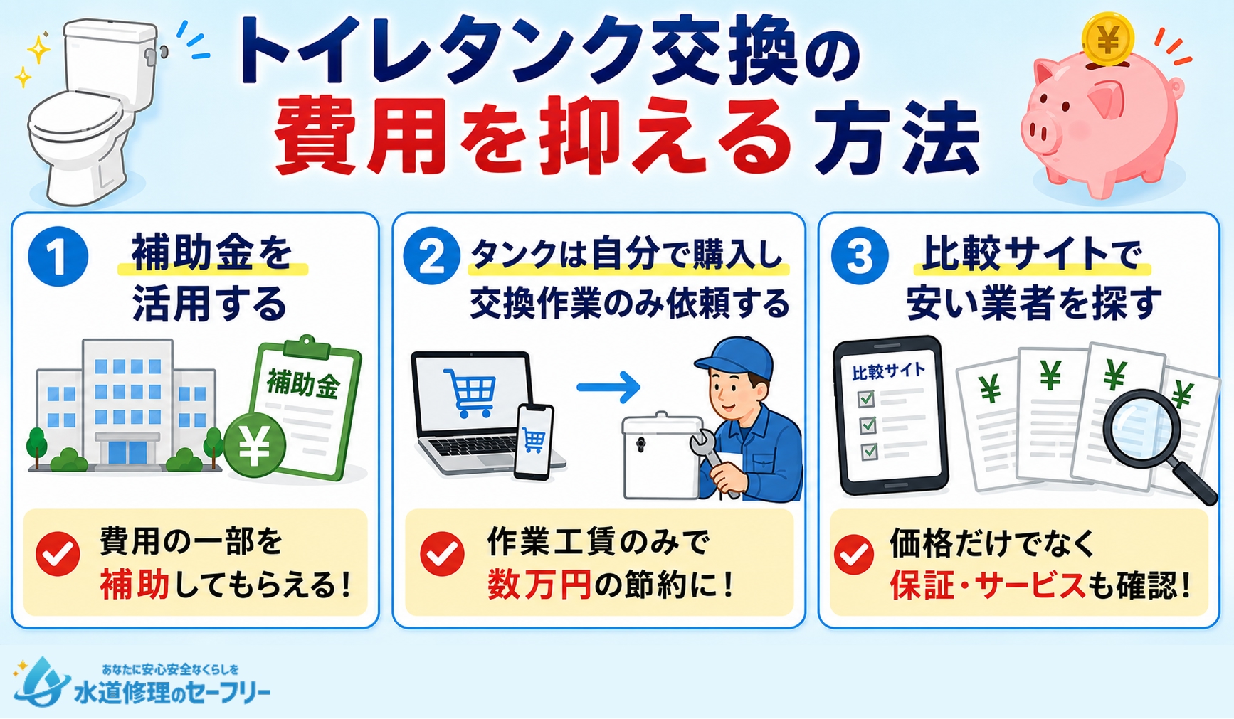 トイレタンク交換の費用を抑える方法を解説