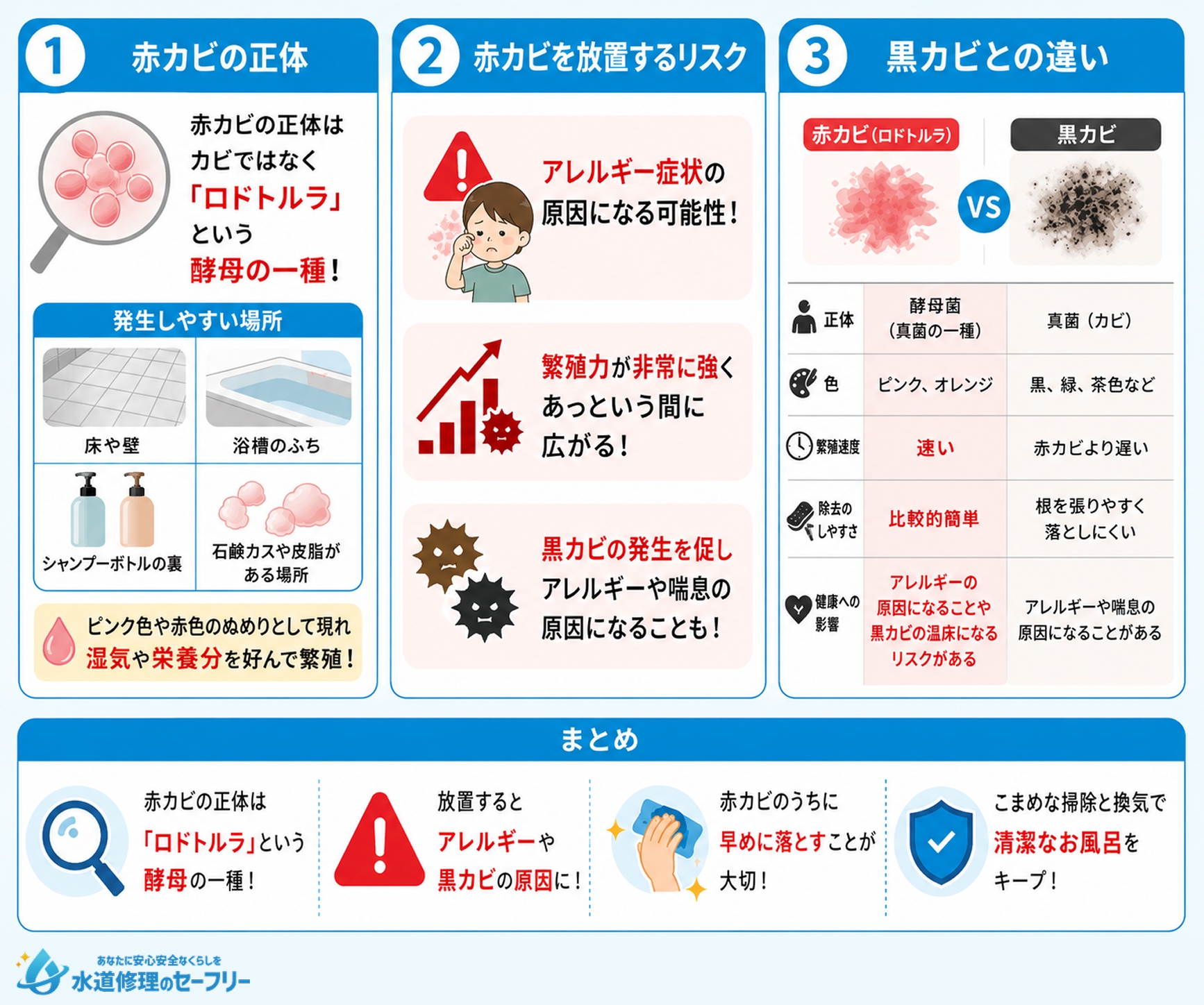 お風呂の赤カビについて、その正体を解説