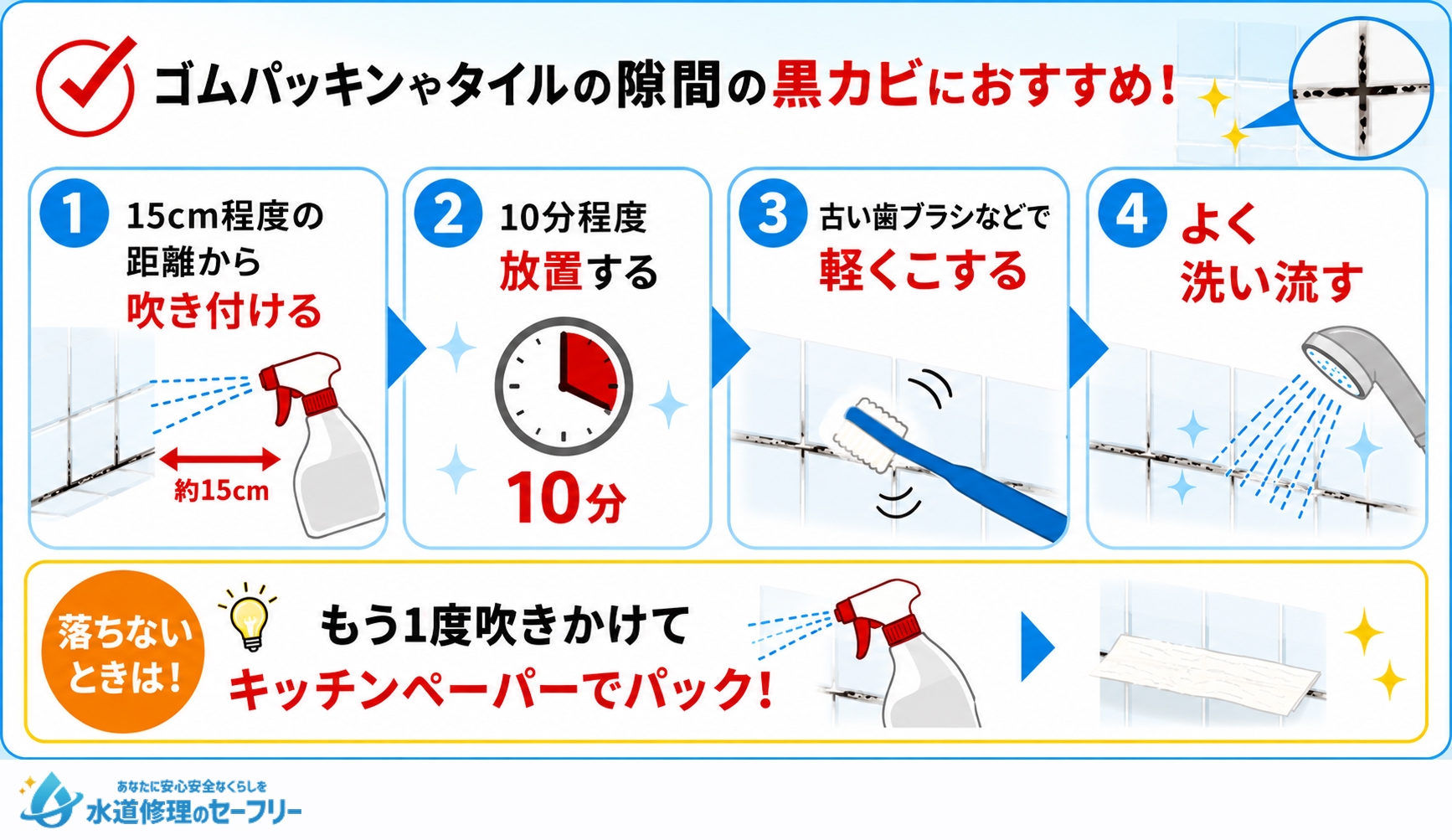 お風呂の床の黒ずみはなぜカビキラーで落ちない？原因と効果的な落とし方を徹底解説