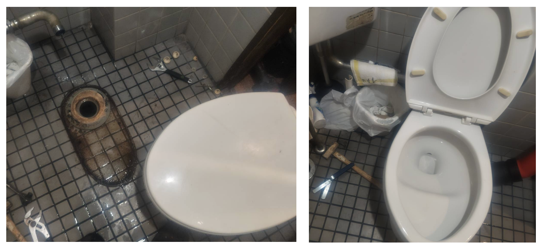 トイレ修理便器着脱