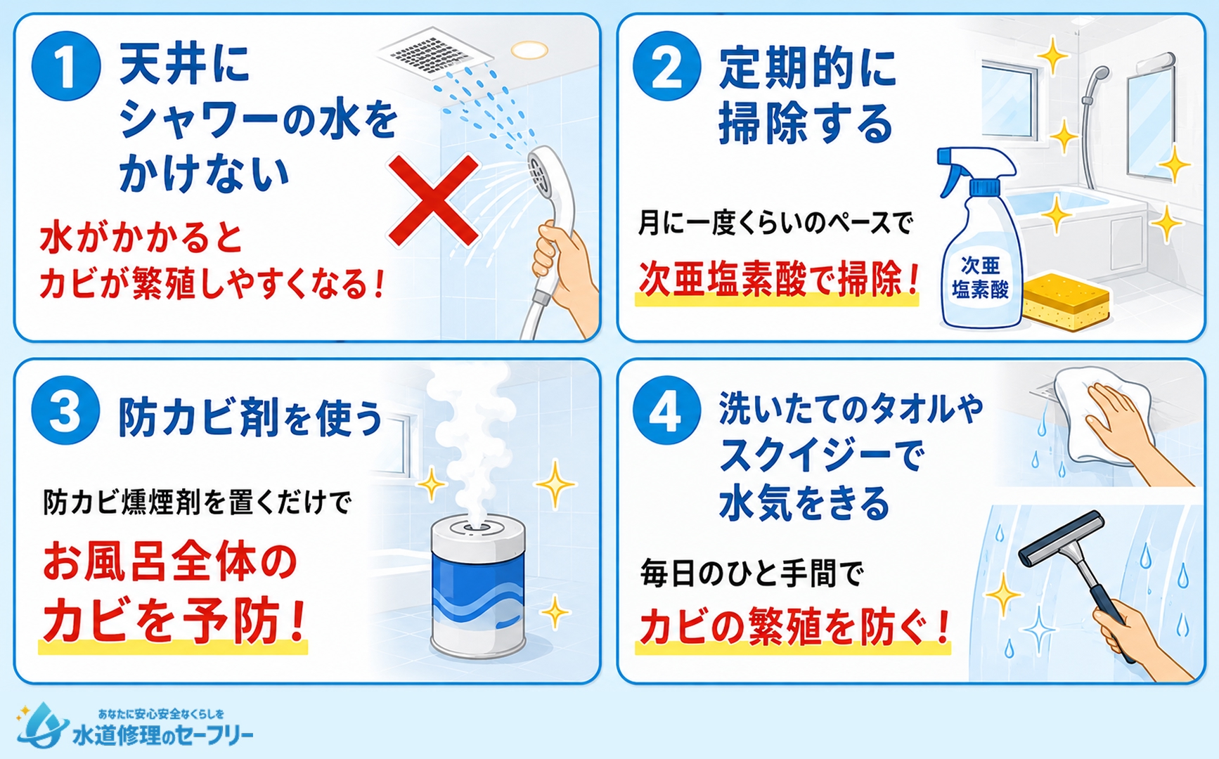 お風呂の天井にカビを繁殖させないための対策を解説
