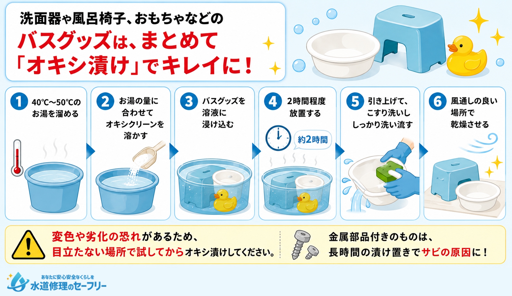 バスグッズをオキシ漬けで洗う方法
