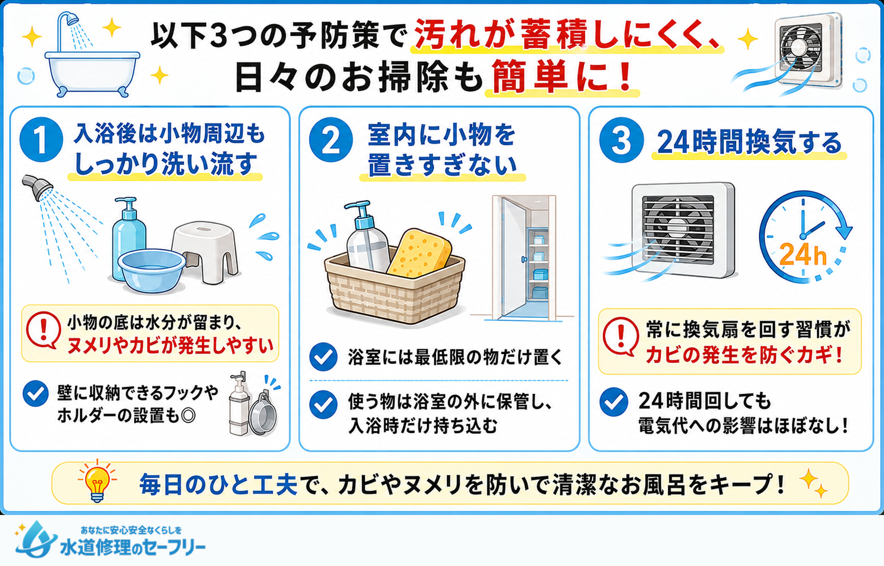 毎日たまるお風呂の汚れ予防策を解説