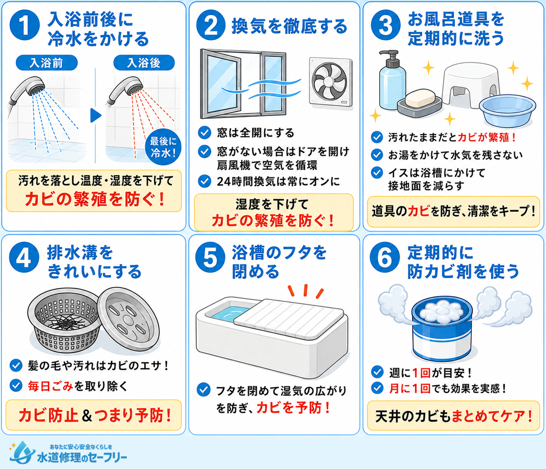 お風呂のカビを防止する方法を解説