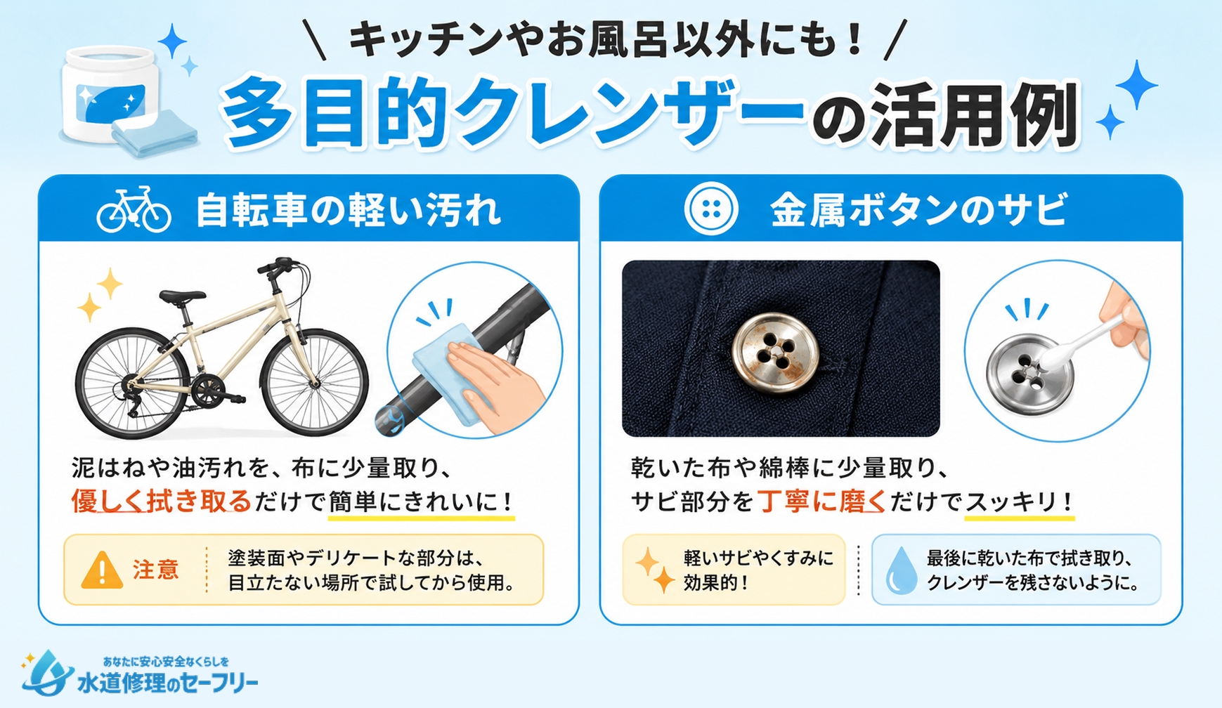 その他、多目的クレンザーの活用方法を紹介