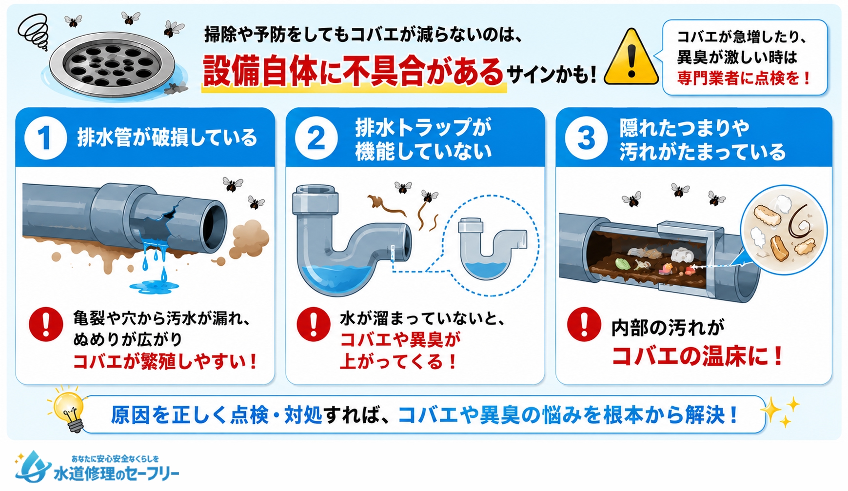 排水溝のコバエが減らない時に点検すべき点を解説