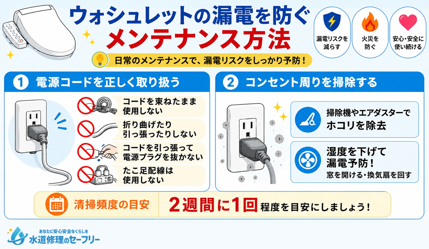ウォシュレットの漏電を防ぐメンテナンス方法を解説