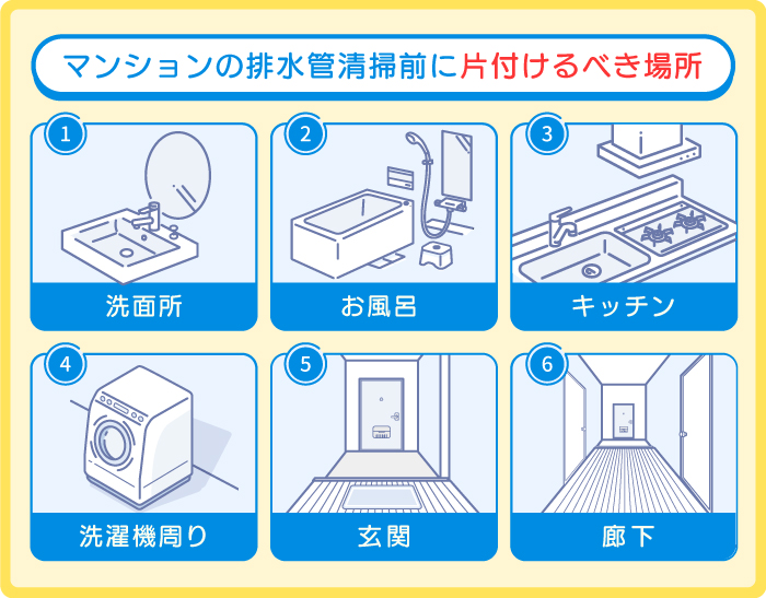 マンションの排水管清掃前に片付けるべき場所