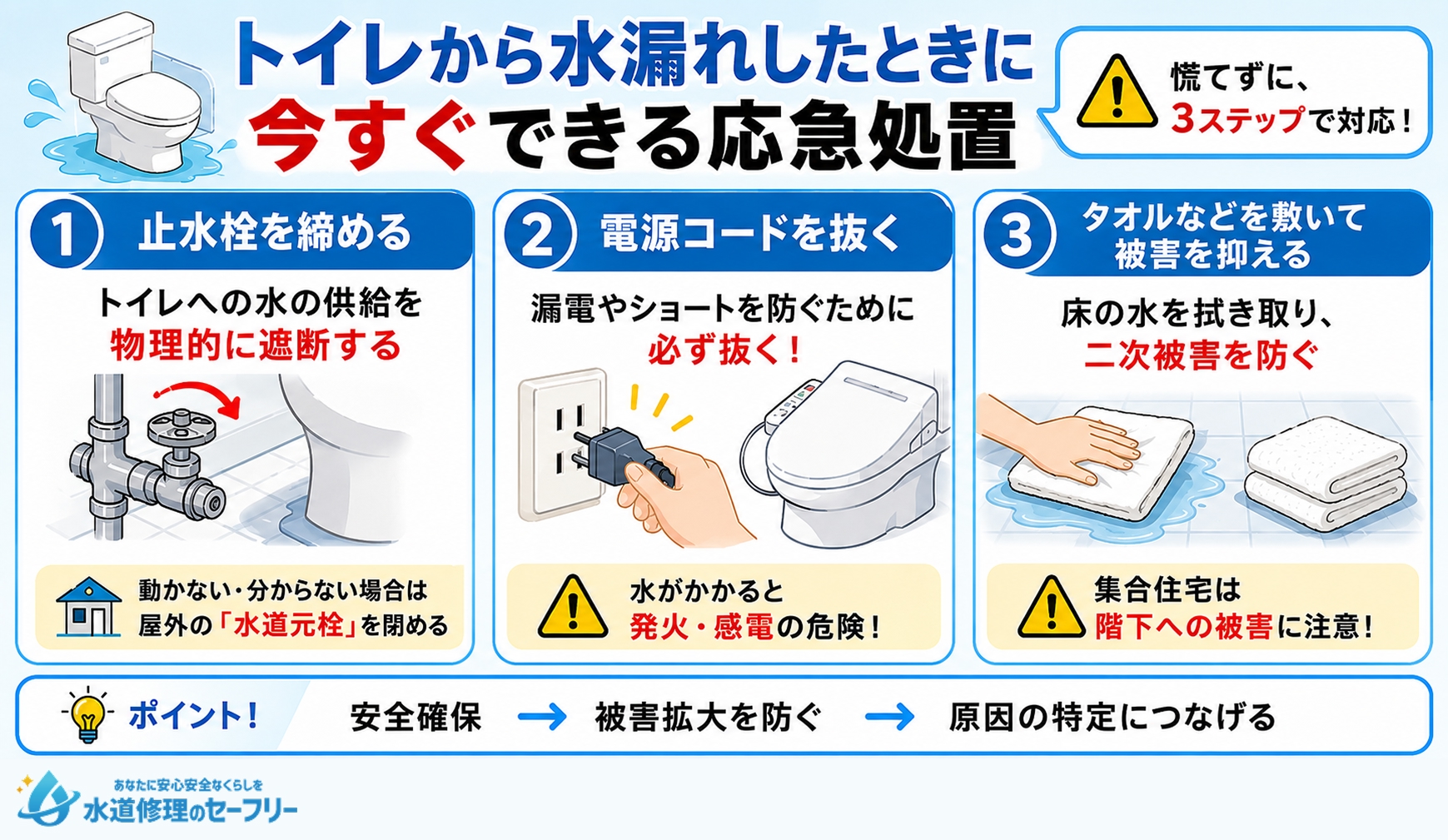 トイレから水漏れしたときに今すぐできる応急処置を解説